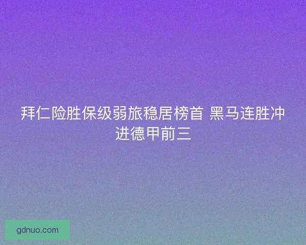 拜仁险胜保级弱旅稳居榜首 黑马连胜冲进德甲前三